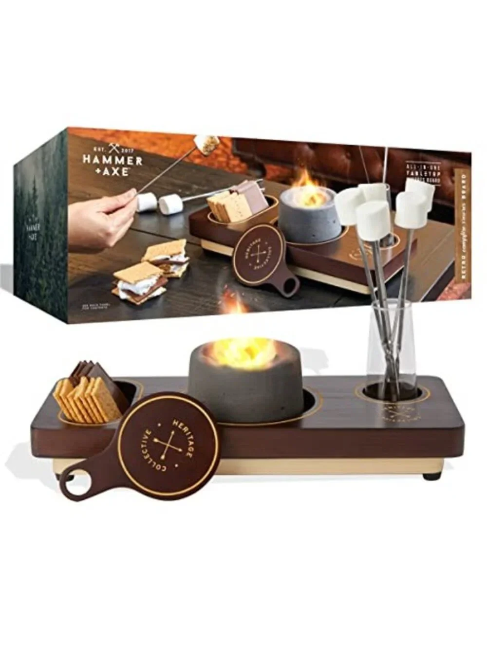 Hammer & Axe S'mores Campfire Board tabletop cook station, brand new in box